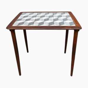 Vintage Danish Tile Coffee Table in the style of Escher, 1970s