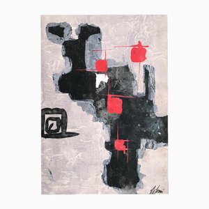 Enrico De Tomi, Composition, 1970s, Painting on Cardboard