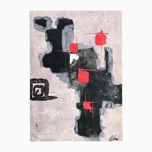 Enrico De Tomi, Composition, 1970s, Peinture sur Carton