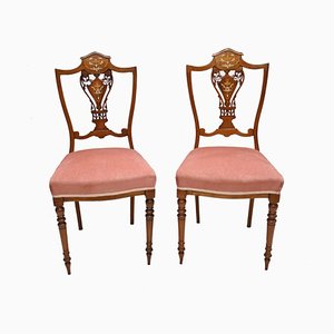 Edwardian Shield Back Hall Chairs in Mahogany, 1910s, Set of 2