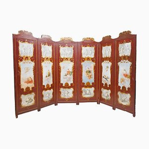 Antique Painted Chinoiserie Room Divider, 1890s