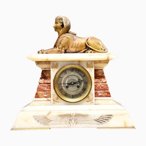 French Empire Mantel Clock in Marble, 1880s