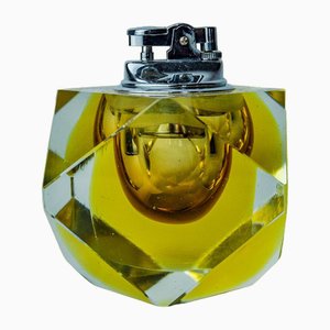 Yellow Sommerso Faceted Murano Glass Lighter attributed to Seguso, Italy, 1970s