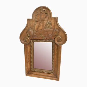 Carved Wood Mirror in the style of André Arbus, 1940s