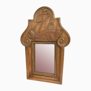 Specchio in legno intagliato nello stile di André Arbus, anni '40