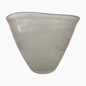 Jarrón de cristal de Murano blanco, años 80