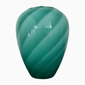 Murano Glass Vase with Swirls in Green, 1980s