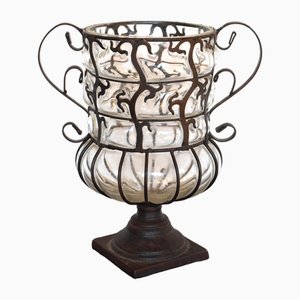 19th Century Medici Vase in Glass and Wrought Iron, Venice
