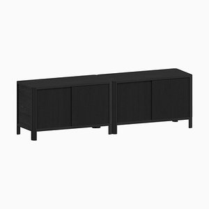 Cloe Black TV Stand with Black Doors by Woodendot