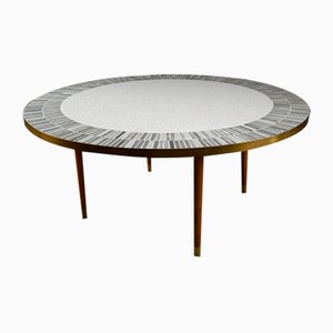 Mid-Century Modern Round White and Grey Mosaic Coffee Table attributed to Berthold Muller, 1960s