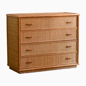 Bamboo and Wicker Chest of Drawers, 1980s
