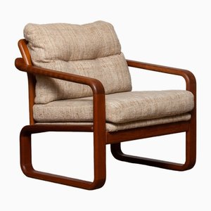 Vintage Lounge Chair in Teak with Wool Cushions from HS Design Denmark, 1980s