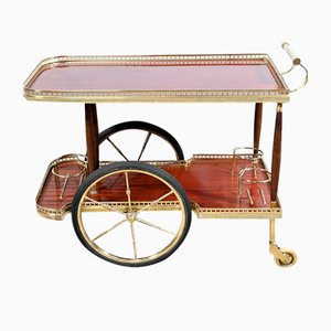 Vintage Bar Table in Mahogany and Brass, 1970