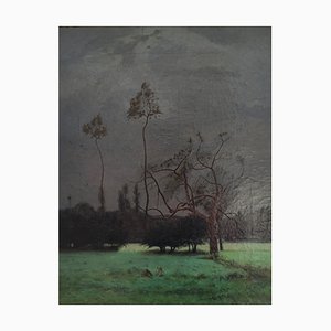 Eugène Lavieille, Début de soirée en hiver, Oil on Canvas