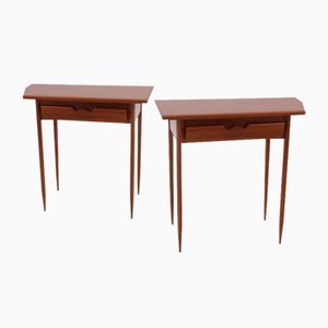 Tables de Chevet Mid-Century en Merisier, 1950s, Set de 2