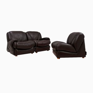 Modulares Vintage 3-Sitzer Ledersofa, 1970er, 3er Set