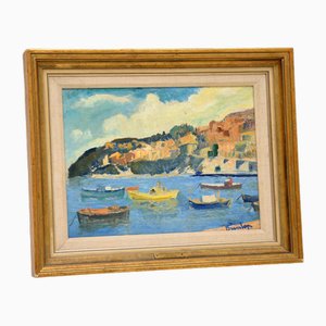 Ronald Ossory Dunlop RA, Harbour Scene, 1960s, Oil on Canvas, Framed