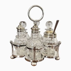 Edwardianisches Versilbertes Menage Set, 1900er, 7 . Set