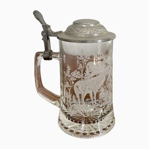 Etched Glass Tankard, 1920s