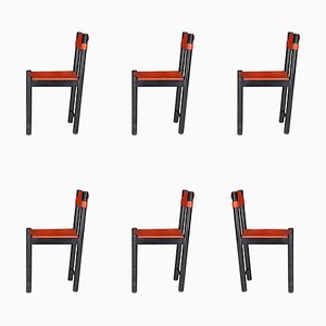 Chaises de Salle à Manger Ibisco avec Cuir Cognac Patiné, Italie, 1970s, Set de 6