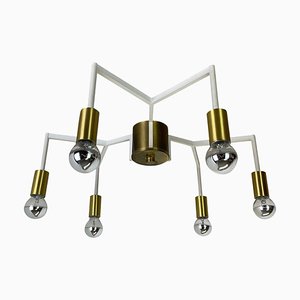 Large Brass Italian Cubic Sputnik Ceiling Light Flush Mount by Gio Ponti, Italy, 1960s