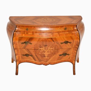 Antique Dutch Olive Wood Inlaid Bombe Commode, 1910s