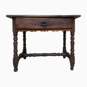 French Oak Side Table with One Drawer, 1940s