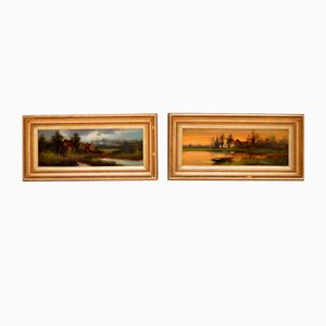 J. C Jonas, Landscapes, 1890, Huile sur Toiles, Encadrée, Set de 2