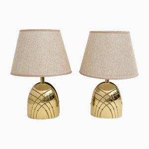 Mid-Century Modern Italian Brass Table Lamps, 1970s, Set of 2