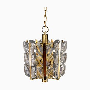 Mid-Century Modern Florida Pendant Light in Glass and Brass from Kalmar, 1970s