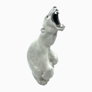 Large Roaring Polar Bear in Porcelain by Liisberg for Royal Copenhagen, 1960s