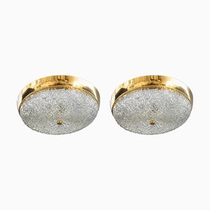 Deckenlampen mit Strukturglas von JT Kalmar für Kalmar, Wien, 1920er, 2er Set