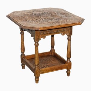 Carved Gothic Oak Side Table