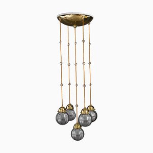 Art Deco Chandelier with Iridescent Glasses attributed Koloman Moser, 1920s