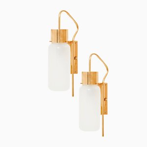 LP10 Brass Opaline Wall Lights by Luigi Caccia Domini for Azucena, 1965, Set of 2