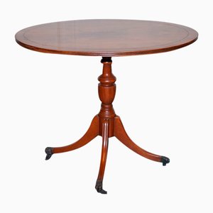 Vintage Oval Burr Yew Wood Side Table on Tripod Legs