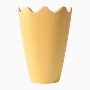 Vaso postmoderno in ceramica gialla, anni '80