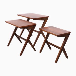 Tables Gigognes Vintage en Noyer par Bengt Ruda, Suède, 1958, Set de 3