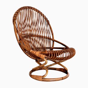 Vintage Bamboo Lounge Chair by Giovanni Travasa, 1950s