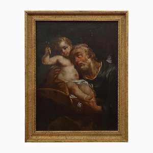 Francesco Trevisani, Heiliger Josef mit dem Jesuskind, 17.-18. Jh., Öl auf Leinwand, gerahmt