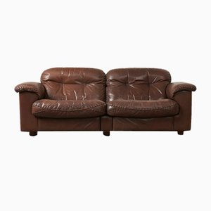 Verstellbares Ds101 2-Sitzer Ledersofa von de Sede, 1970er