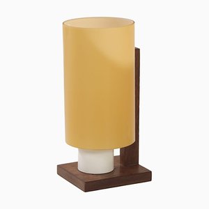 Wenge Table Lamp with Yellow Glass Shade from Philips, 1960s