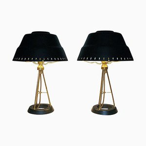 Black and Classic Metal Table Lamps by Uppsala Armaturfabriks, 1950s, Set of 2