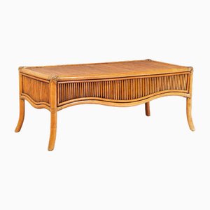 Large Mid-Century Rectangular Reeded Bamboo Coffee Table in the style of Vivai Del Sud, 1970s