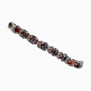 Rose Gold and Silver Bracelet with Garnets and Diamonds, 1950s