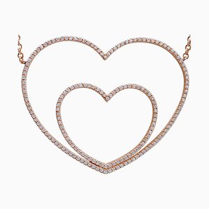 18 Karat Rose Gold Heart Pendant Necklace with Diamonds