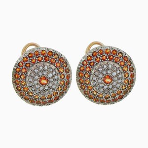 Rose Gold and Silver Earrings with Topazs and Diamonds