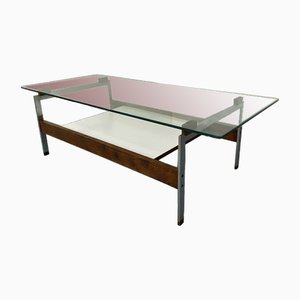 Mid-Century Modernist Steel, Wood and Glass Coffee Table in the style of Fristho, 1960s
