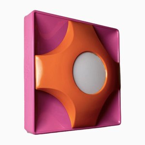 Vintage Space Age Orange and Pink Lacquered Wall or Ceiling Light from Sölken, Germany 1970s