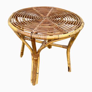 Tavolino da caffè rotondo in bambù, Italia, anni '60